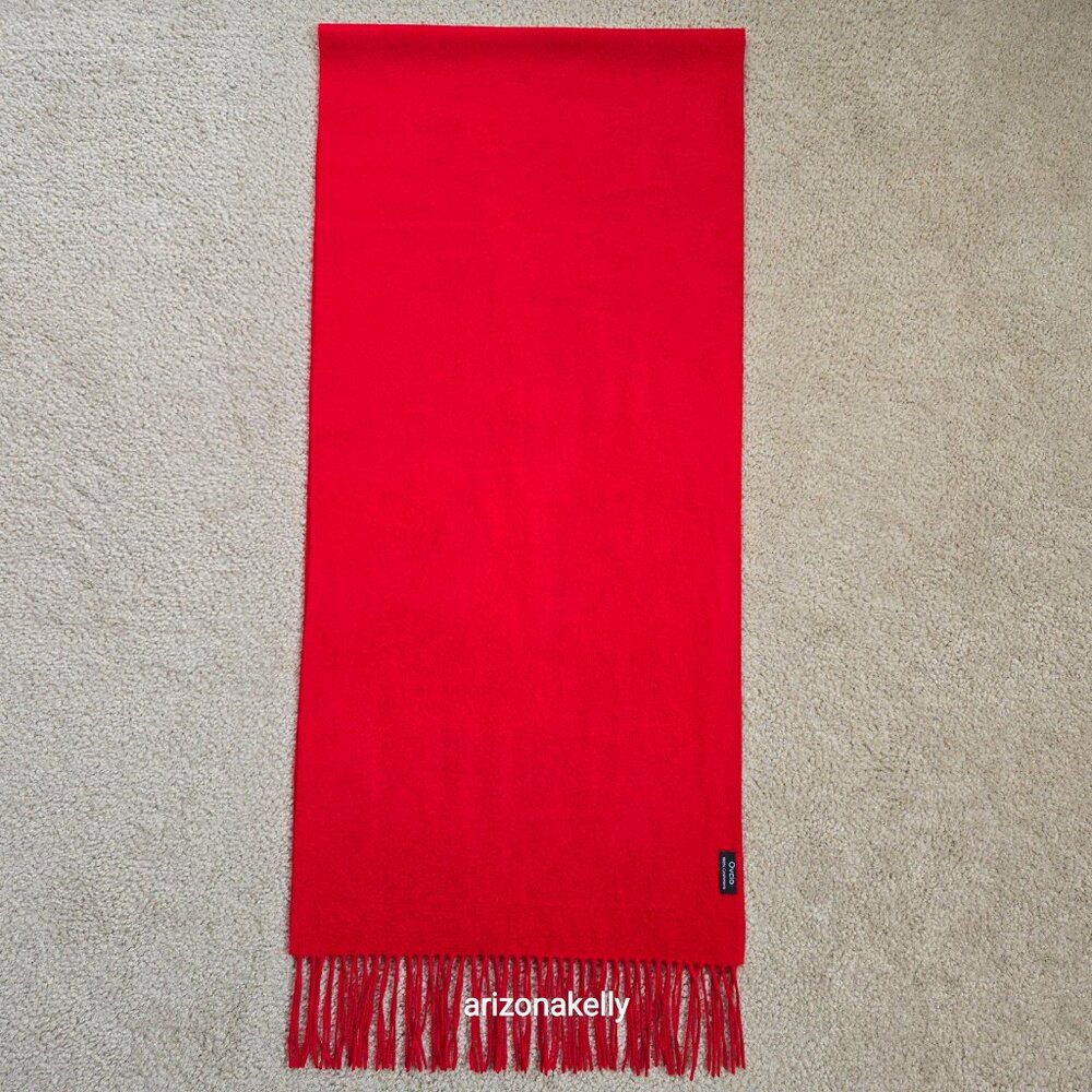 NWOT Red Cashmere Fringed Scarf Ovcio - Picture 9 of 10